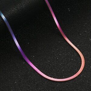 NWT Titanium Rainbow Stainless Steel 4mm Herringbone Snake Chain 21"